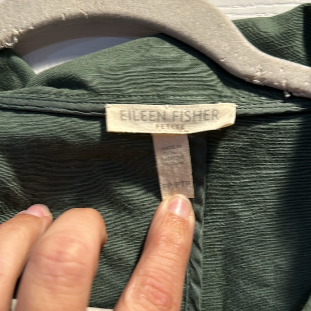 Eileen Fisher Olive A-Line Cotton/Hemp Jacket Petite PP - Picture 3 of 10